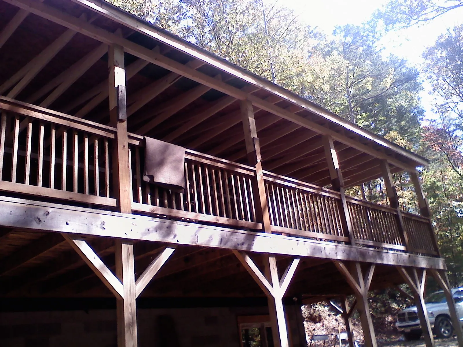Timber framing under a new elevated porch and deck — Roof Leak Repair in Blythewood by Roofing Brothers